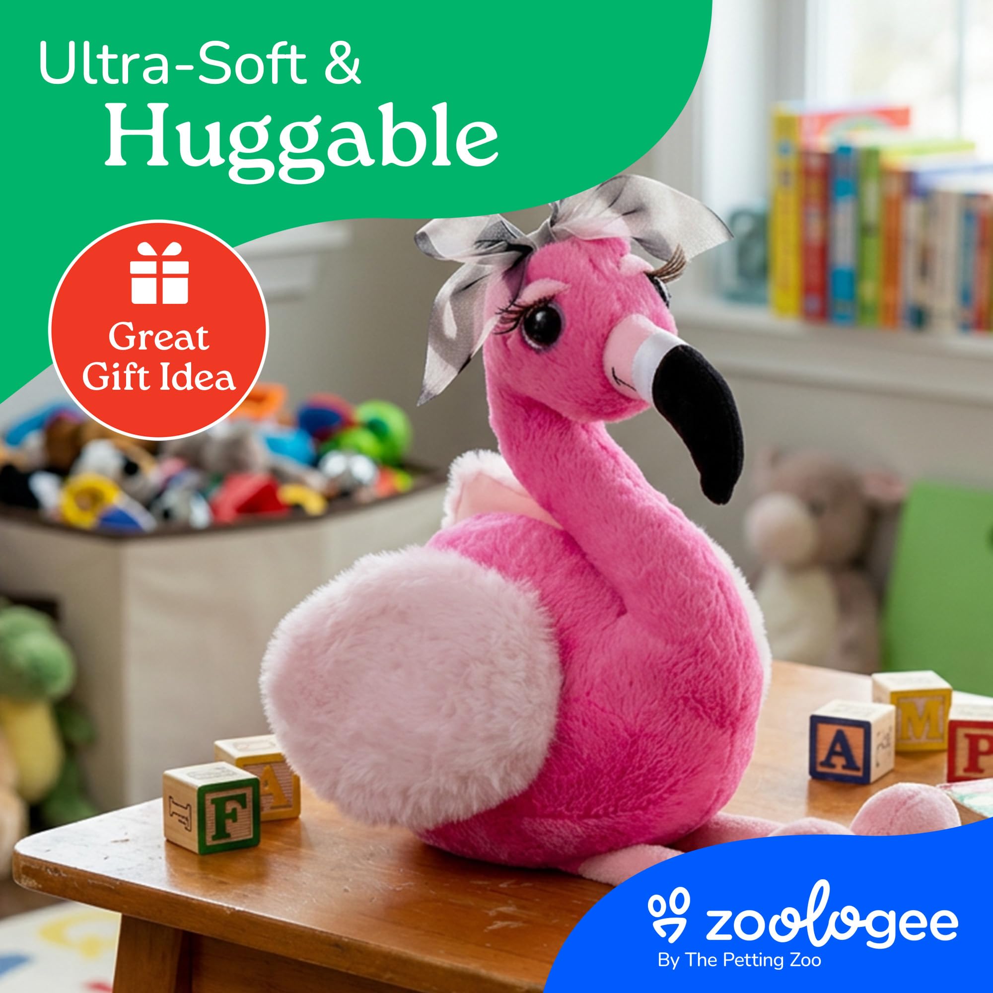 The Petting Zoo, Lash'z Flamingo Stuffed Animal, Gifts for Girls